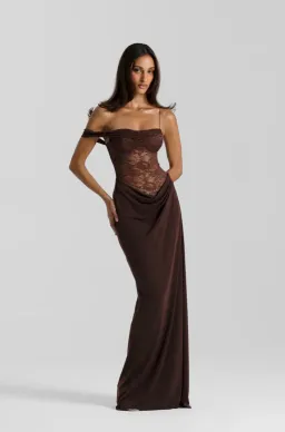Natalie Rolt Sloane Maxi Dress Espresso Size 1 AU 8 for rent on The Volte - image 2