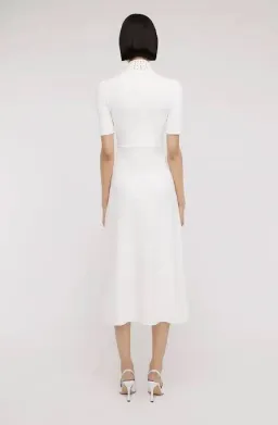 Scanlan Theodore Crepe Knit Daisy Soft Midi Dress in Ivory Cream Size L AU 12 for rent on The Volte - image 3