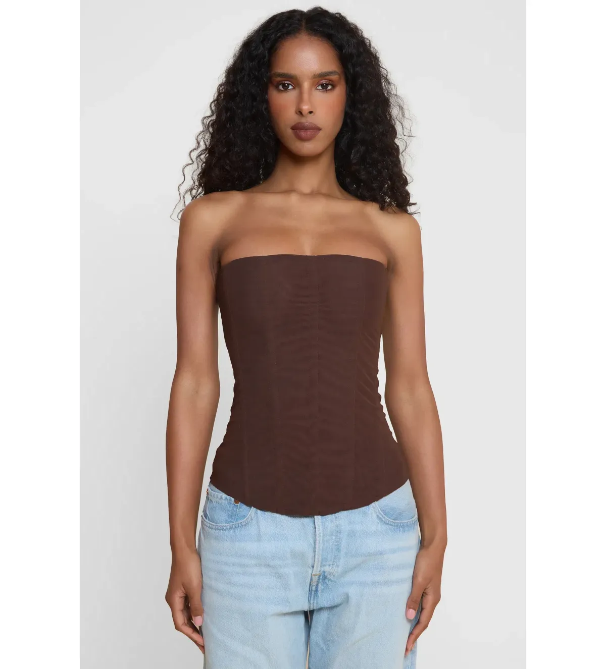 Leau Brown Muse Mesh Corset Top Size Size 6 for rent on The Volte - main image