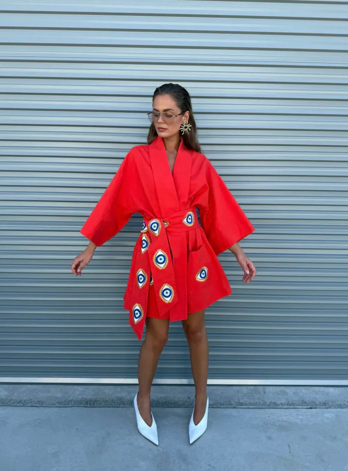 La Bohme Girls Nirvana Robe Dress Tangerine Evil Eye Size S-M  6-12 for rent on The Volte - main image