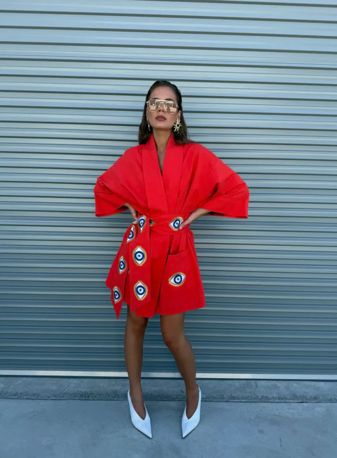 La Bohme Girls Nirvana Robe Dress Tangerine Evil Eye Size S-M  6-12 for rent on The Volte - main image