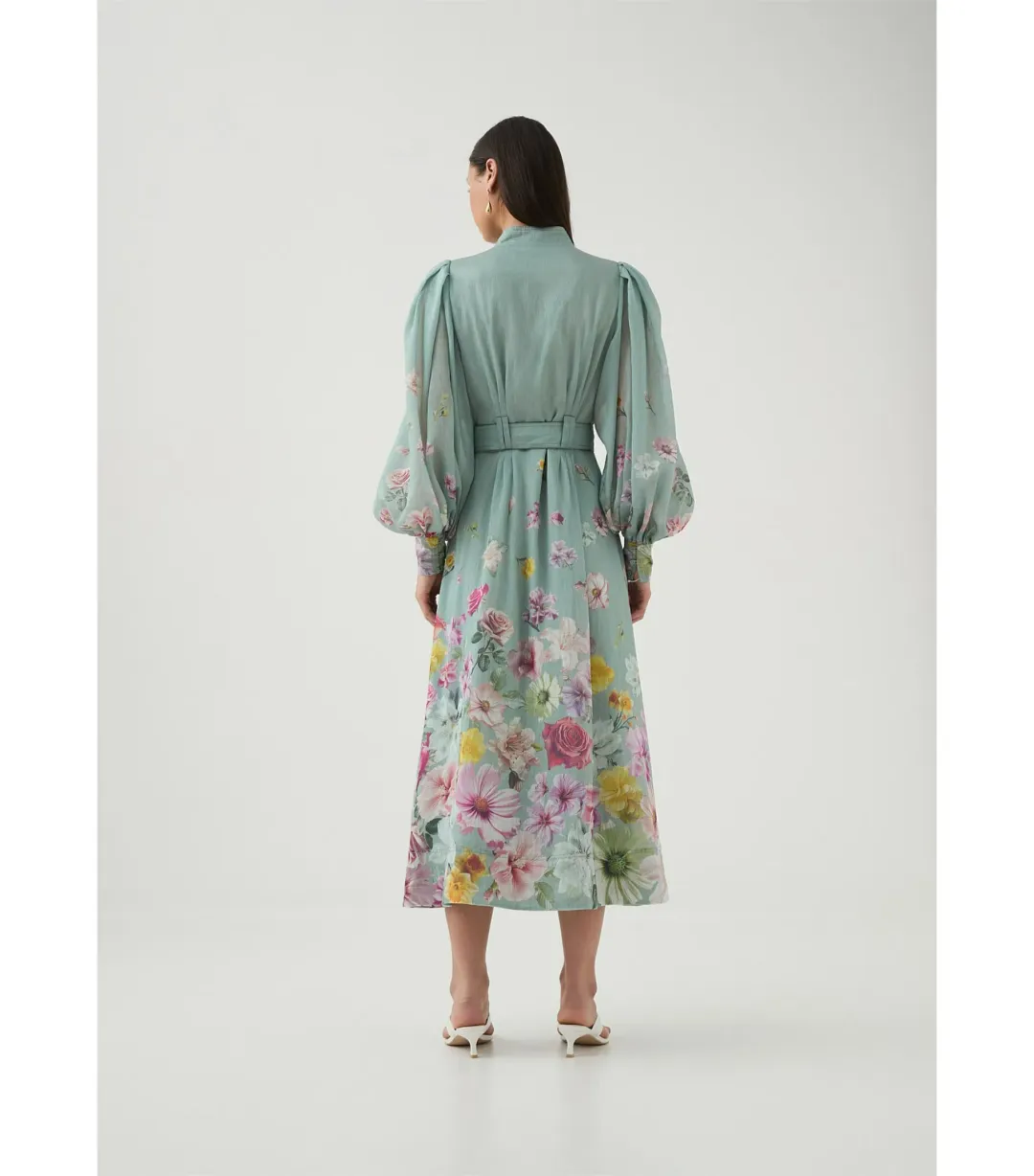 Aje Fleur Shirt Dress Mist Collage Floral Size 10/M for rent on The Volte - main image