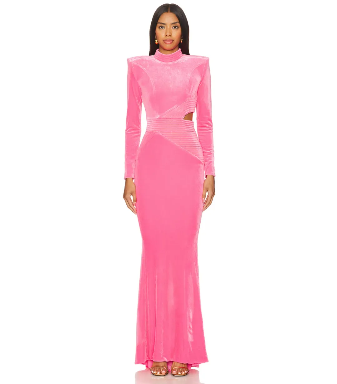 Zhivago Message to Love Maxi Gown Neon Pink Velvet Size AU 6  for rent on The Volte - main image