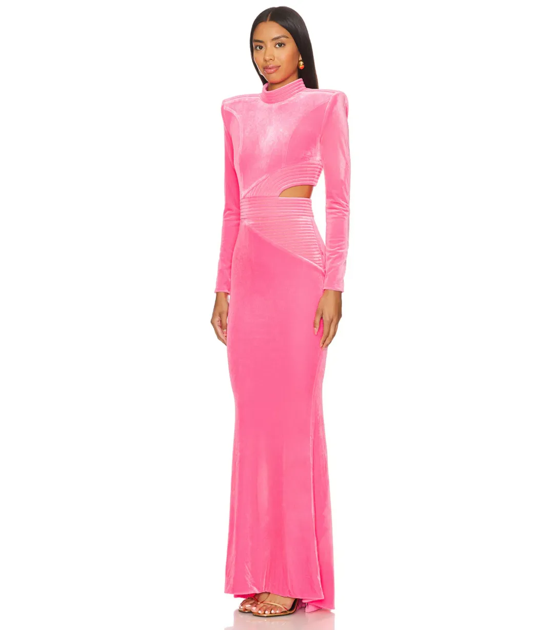 Zhivago Message to Love Maxi Gown Neon Pink Velvet Size AU 6  for rent on The Volte - main image