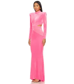 Zhivago Message to Love Maxi Gown Neon Pink Velvet Size AU 6  for rent on The Volte - image 2