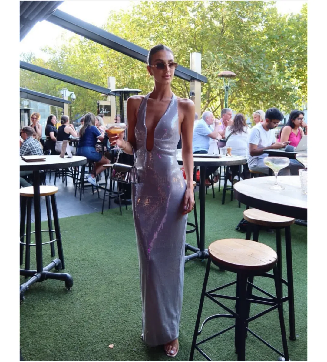 Misha Alusia Sequin Dress Silver Size 8/S for rent on The Volte - main image