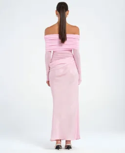 Benni Yasmin off the Shoulder Maxi Dress in Baby Pink Size 6 for rent on The Volte - image 3