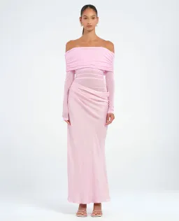 Benni Yasmin Off the Shoulder Maxi Dress in Baby Pink Size 8 for rent on The Volte - image 1