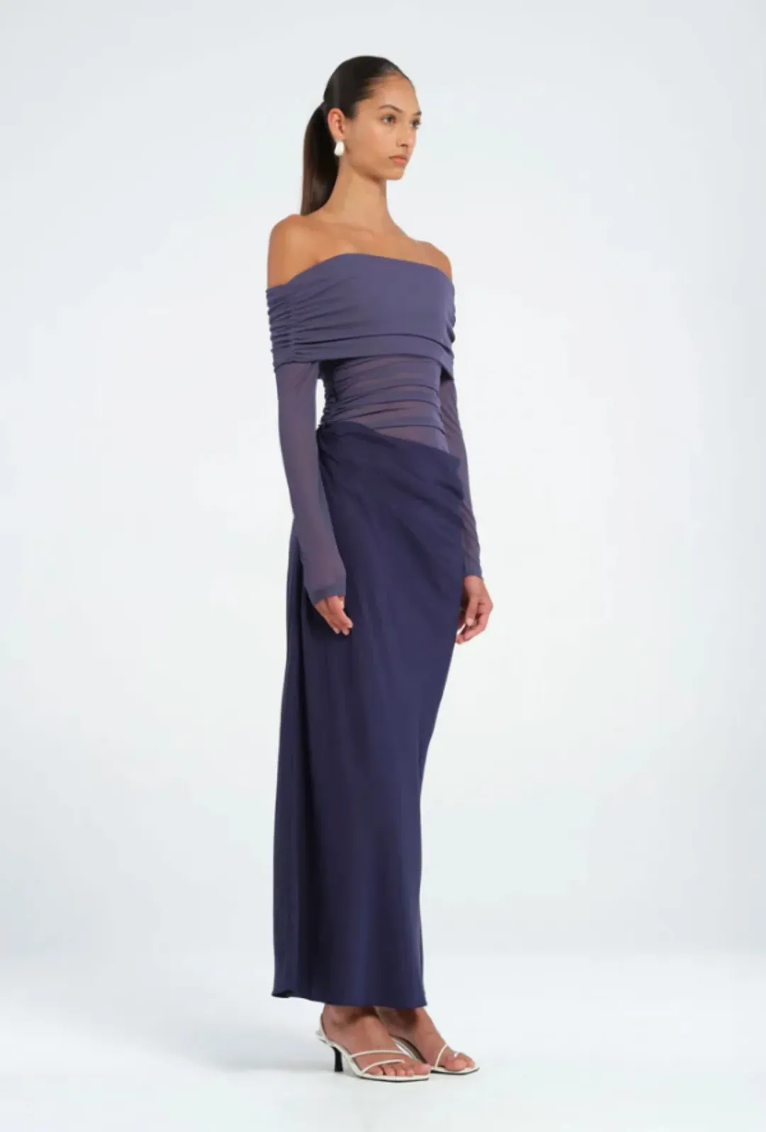 Benni Yasmin Off Shoulder Dress in Navy Size 8 for rent on The Volte - main image