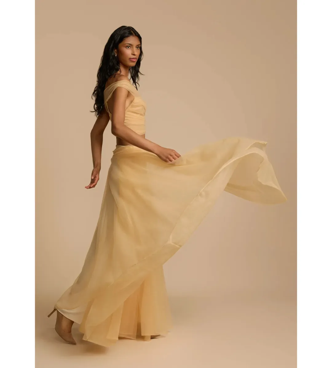 Arcina Ori Violetta Top and Maxi Skirt Set Gold Size XS AU 6 for rent on The Volte - main image