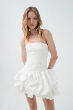 AJE Violette Bubble Hem Mini Dress White Size 6 for rent on The Volte - image 2