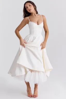 House of CB Mademoiselle White Tull Midi Dress Size AU 6 for rent on The Volte - image 4