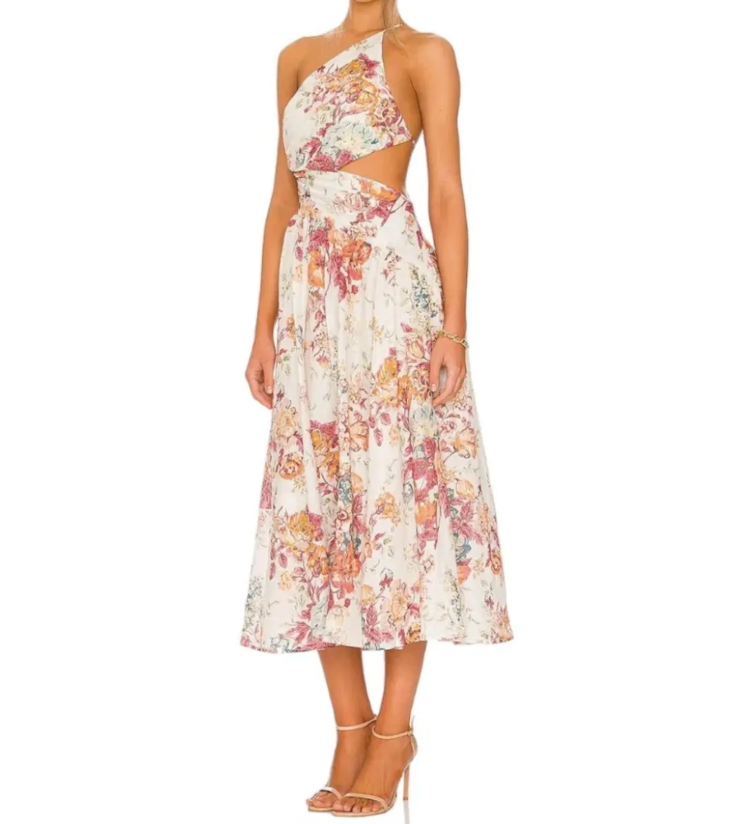Zimmermann The Pattie Asymmetric Dress in Cream Floral Size 4 Au 12-14 for rent on The Volte - main image