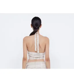 Bec and Bridge Salma Halter Crop Top and Wrap Mini Skirt Set Checkers Size AU 6 for rent on The Volte - image 6