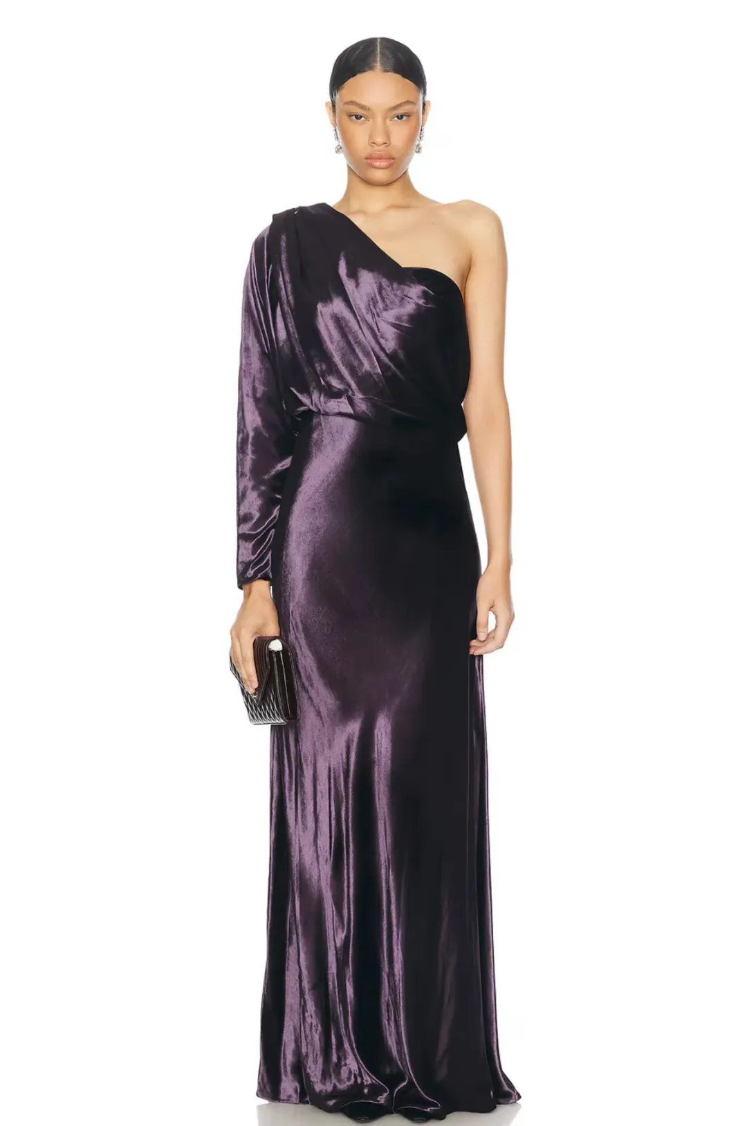 Zimmermann Illustration Asymmetric Gown Maxi Aubergine Size AU 12 for rent on The Volte - main image