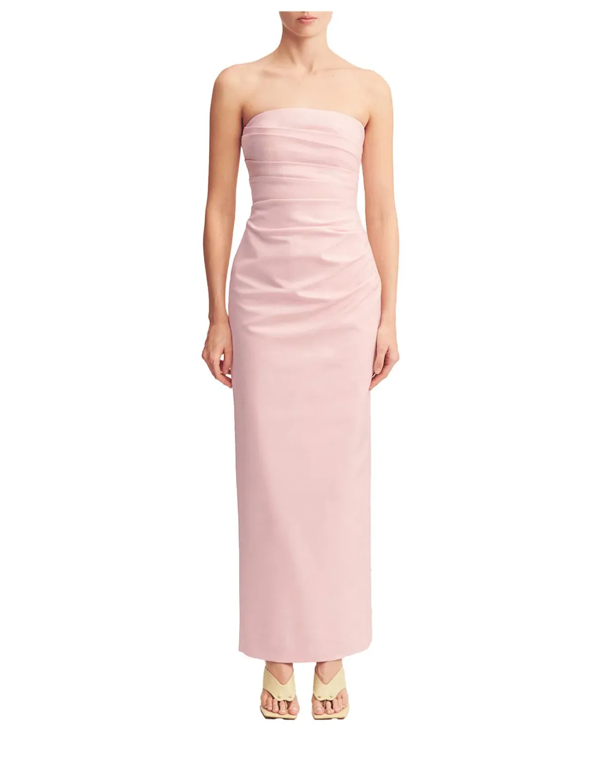 Shona Joy Lani Strapless Draped Maxi dress Fairyfloss Baby Pink Size 8  for rent on The Volte - main image
