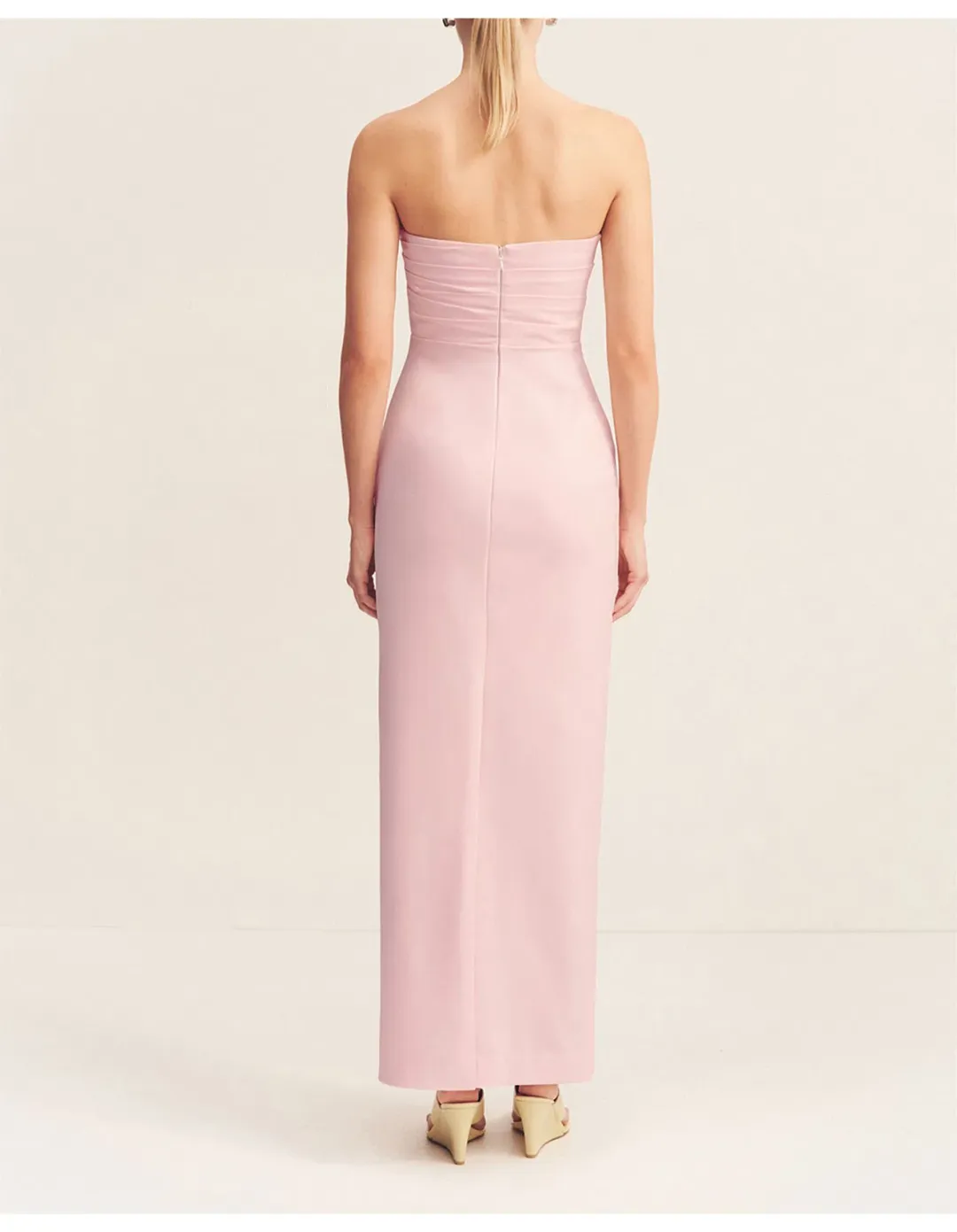 Shona Joy Lani Strapless Draped Maxi dress Fairyfloss Baby Pink Size 8  for rent on The Volte - main image