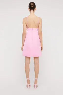 Scanlan Theodore The Satin Shoestring Mini Dress in Pink Size 8 for rent on The Volte - image 3