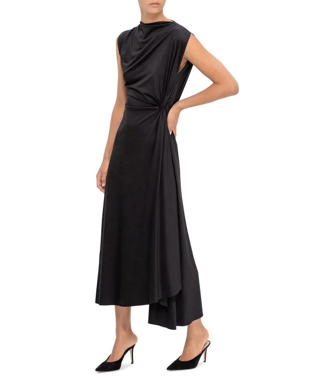 Victoria Beckham Asymmetric Drape Midi Dress Size 16 for rent on The Volte - main image