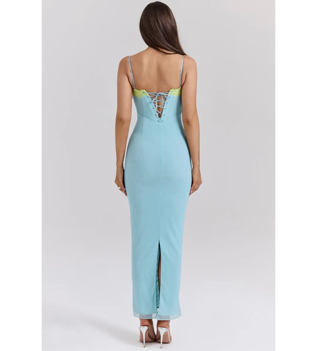 House of CB Aiza Lace Maxi Dress Ocean Blue Contrast Size S AU 8  for rent on The Volte - main image
