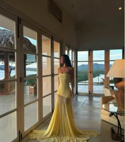 Deme By Gabriella Dahlia Strapless Gown Butter Yellow Size AU 6  for rent on The Volte - image 3