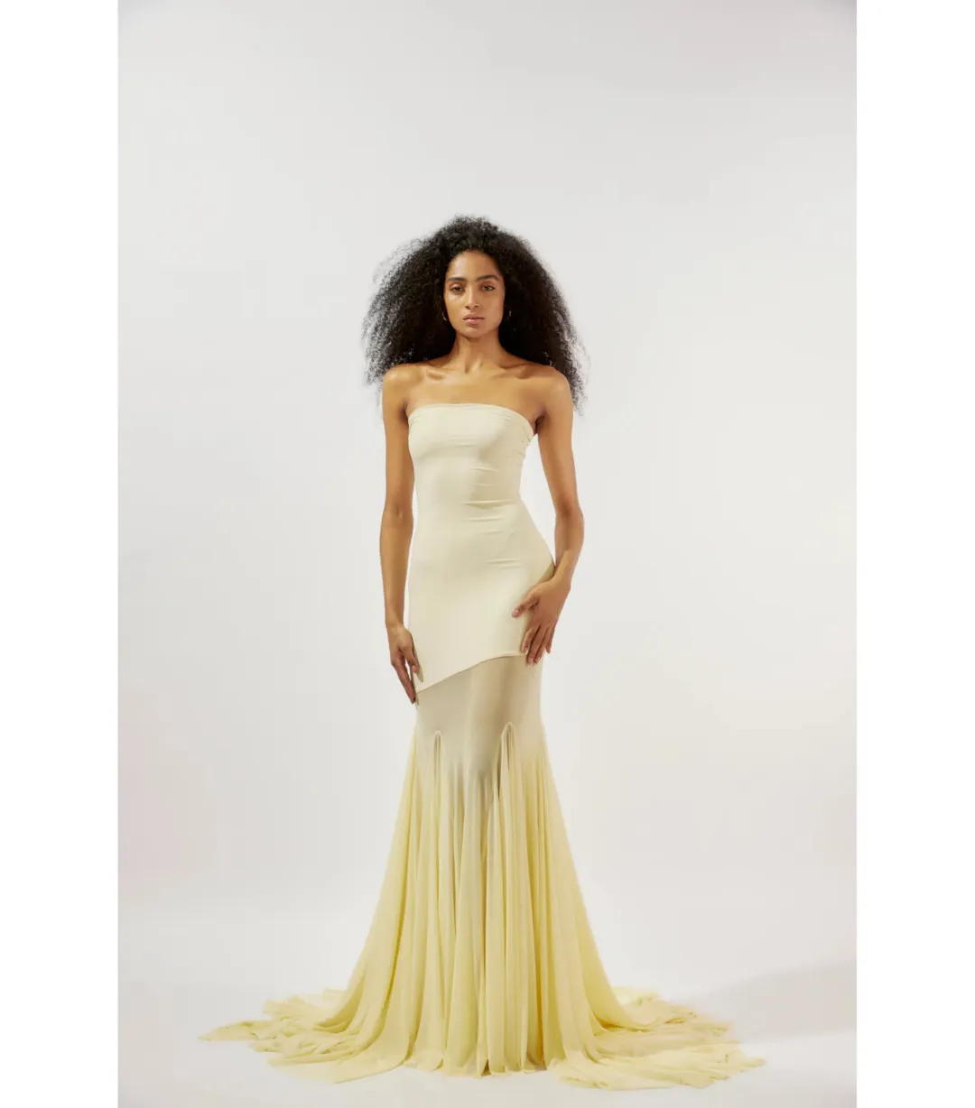 Deme By Gabriella Dahlia Strapless Gown Butter Yellow Size AU 6  for rent on The Volte - main image