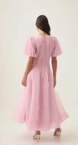 Aje Nova Pleated Dress Chalk Pink Size 4 for rent on The Volte - image 3