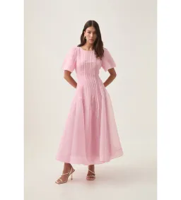 Aje Nova Pleated Dress Chalk Pink Size 4 for rent on The Volte - image 1