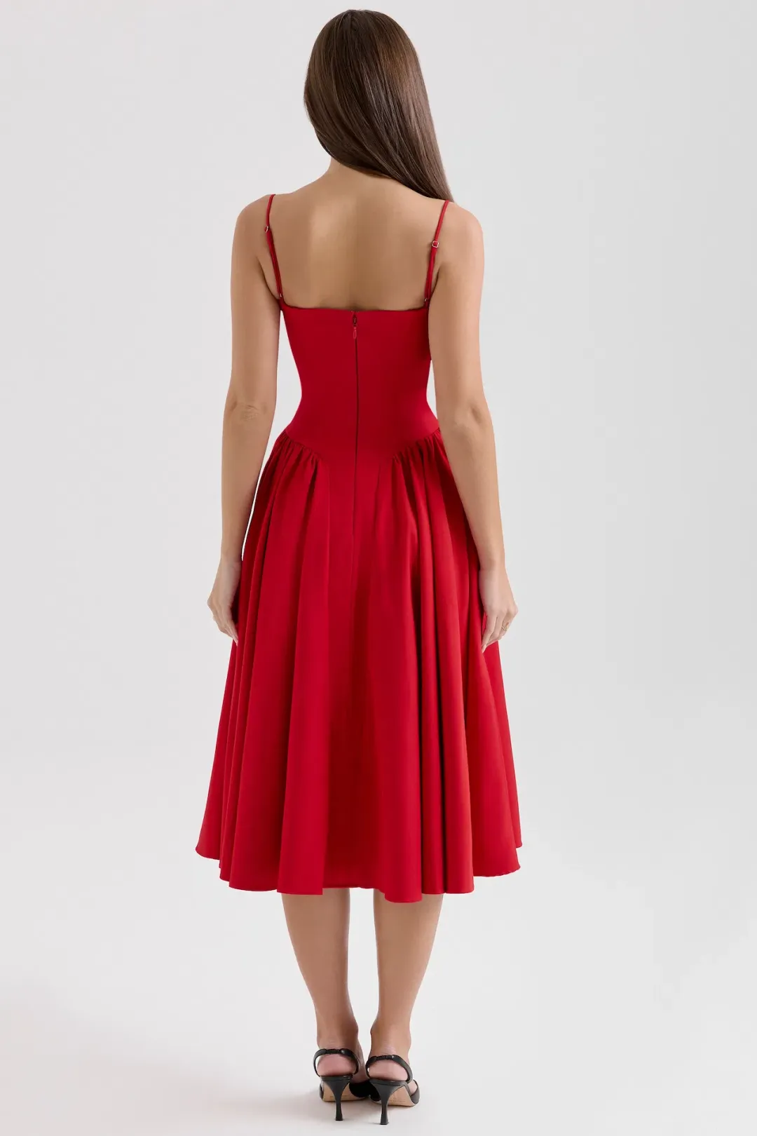 House of CB Samaria Gathered Midi Dress Red Size 8/S  for rent on The Volte - main image