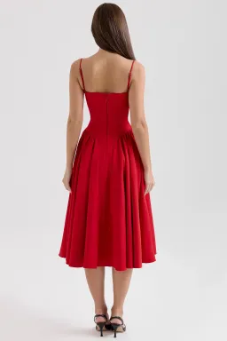 House of CB Samaria Gathered Midi Dress Red Size 8/S  for rent on The Volte - image 3