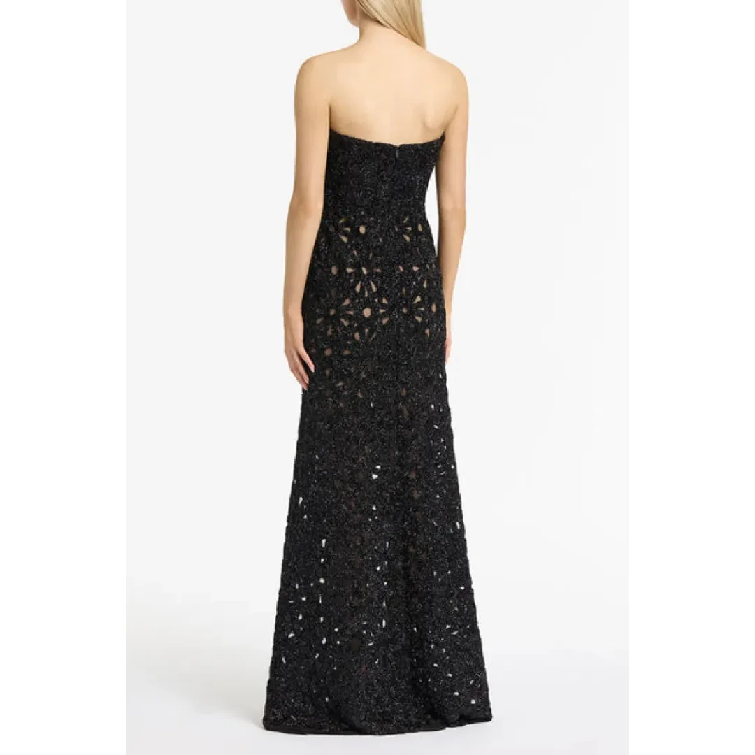 Carla Zampatti Black Lurex Encrusted Sheer Gown Size 12 for rent on The Volte - main image
