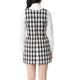 Maje Rocky Checked Cotton-Blend Tweed Mini Dress Multi Size AU 8 for rent on The Volte - image 6
