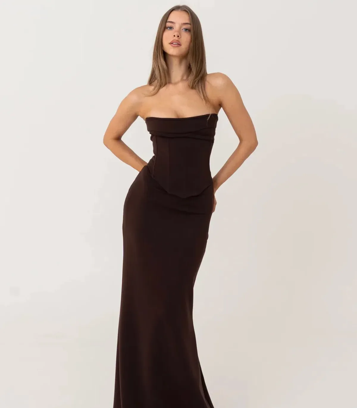 Hntr The Label Louie Gown  Brown Size 8  for rent on The Volte - main image