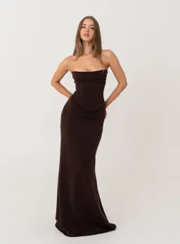 HNTR the Label Louie Maxi Gown in Brown Size 6 for rent on The Volte - image 1