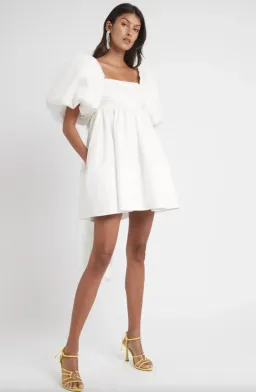 Aje Casabianca Puff Sleeve Mini Dress White Size 6 for rent on The Volte - image 1