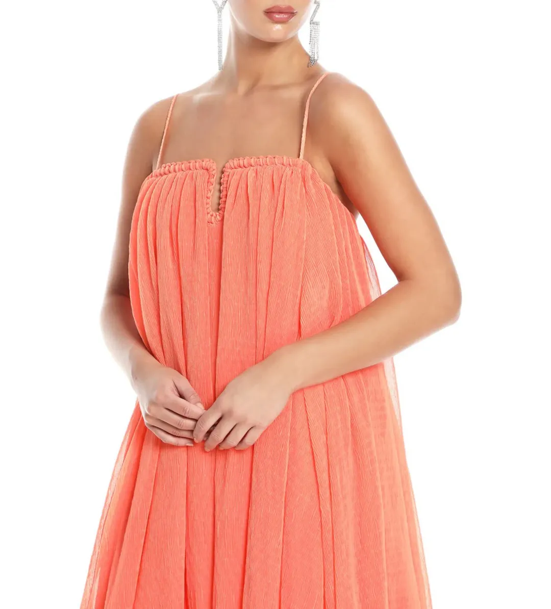 Aje Filigree Sweetheart Midi Dress Sunset Orange Size AU 12 for rent on The Volte - main image