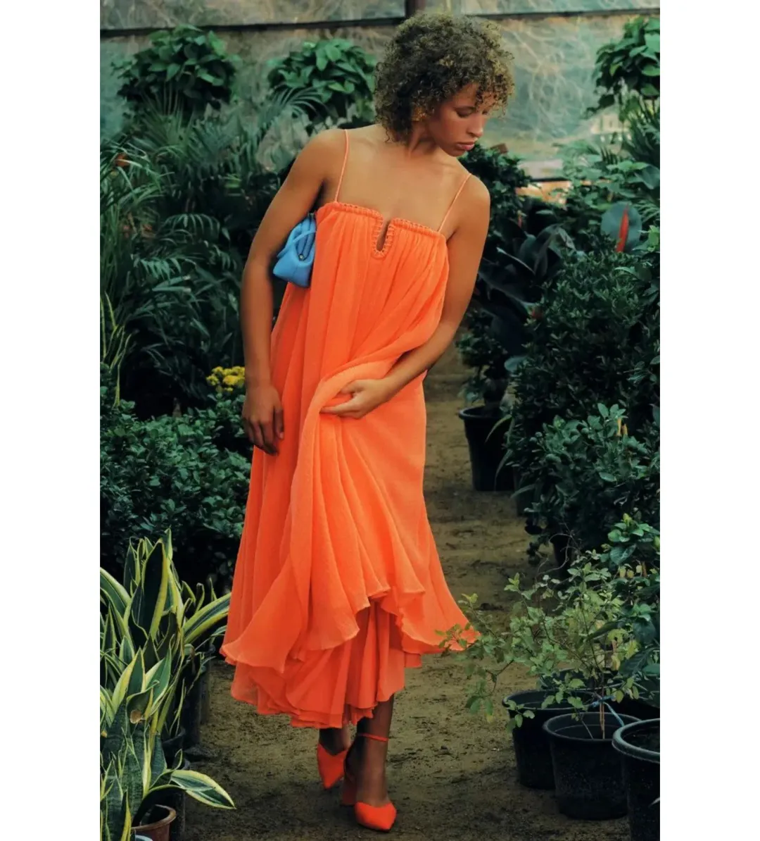 Aje Filigree Sweetheart Midi Dress Sunset Orange Size AU 12 for rent on The Volte - main image