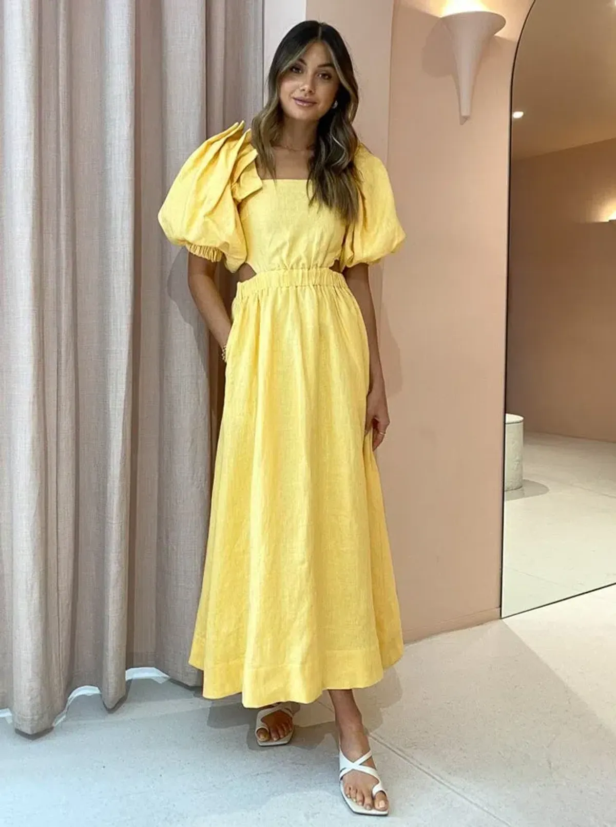 Sovere Noble Maxi Dress Buttercup Size AU 10 for rent on The Volte - main image