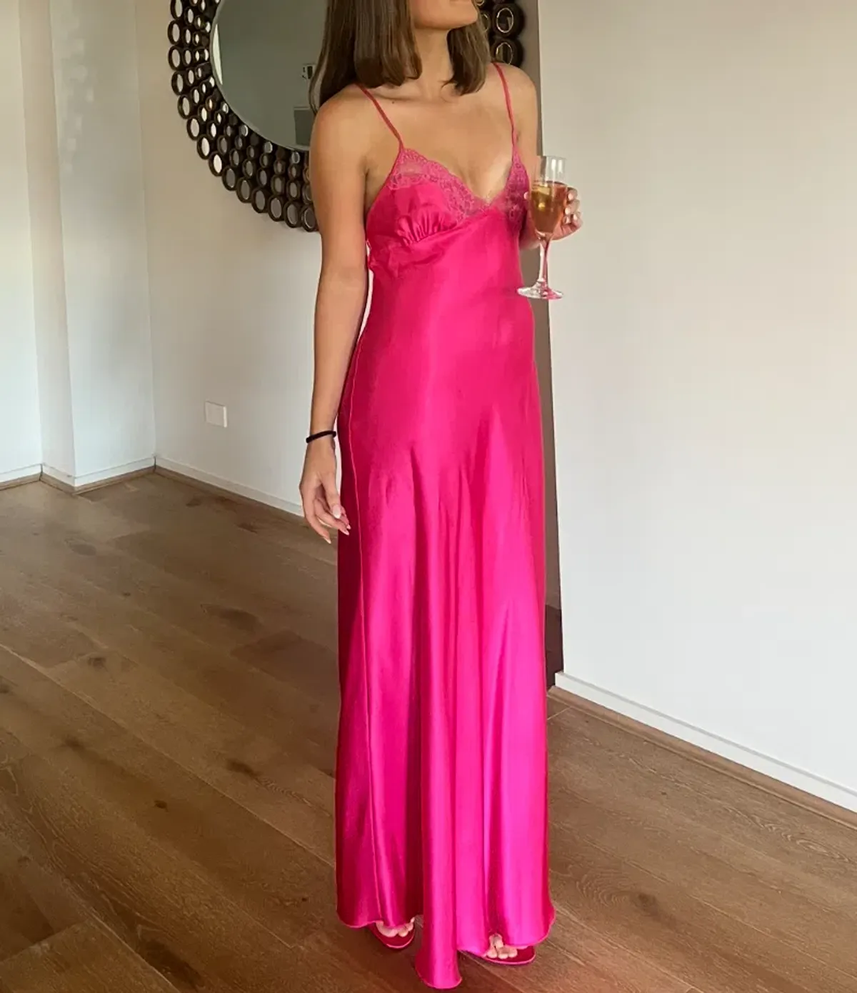 Vintage Slip Maxi Gown Pink Size 10/S for rent on The Volte - main image