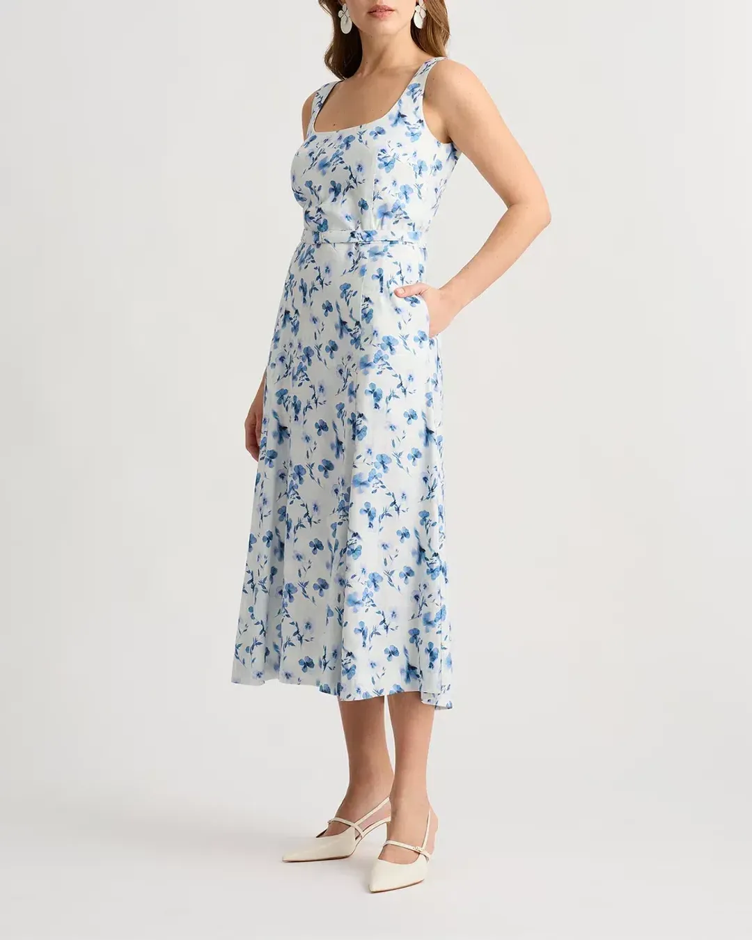 David Lawrence Birdie Linen Dress Ivory Multi Size 16/XL for rent on The Volte - main image