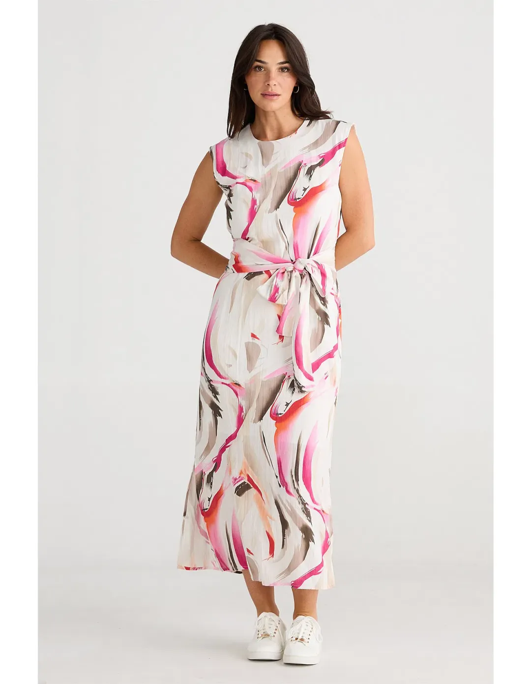 Brave + True Turning Point Dress Midi Dress in Boysenberry Swirl Print Size 10/M for rent on The Volte - main image