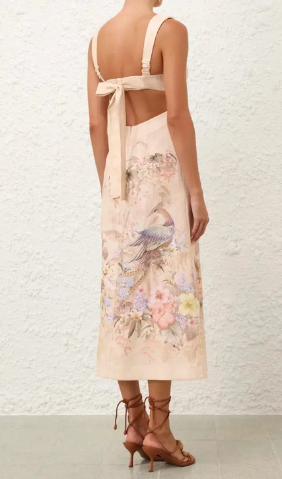 Zimmermann Illuminate Midi Dress in Ivory Tropical size 1 AU 10 for rent on The Volte - main image