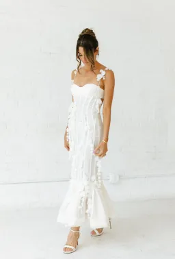 NEVER WORN Zimmermann Botanica Petal Gown Dress in White Size 2 AU 10  for rent on The Volte - image 1