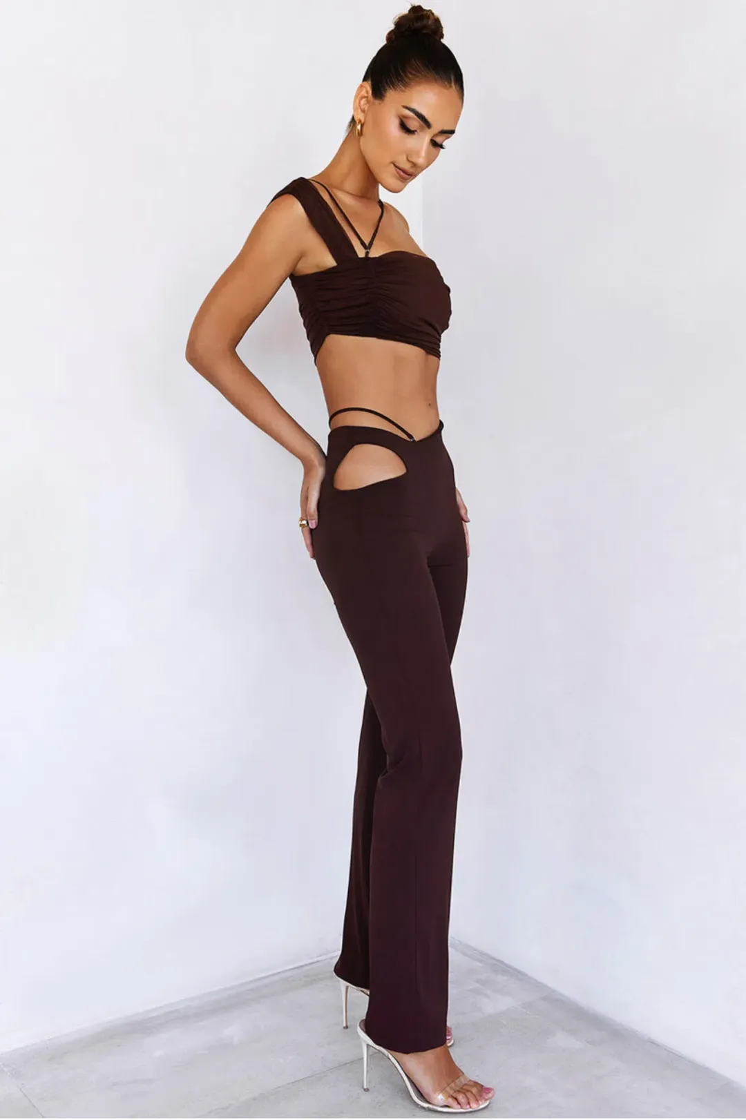 Mistress Rocks Passion Pant Set Chocolate Size 10  for rent on The Volte - main image