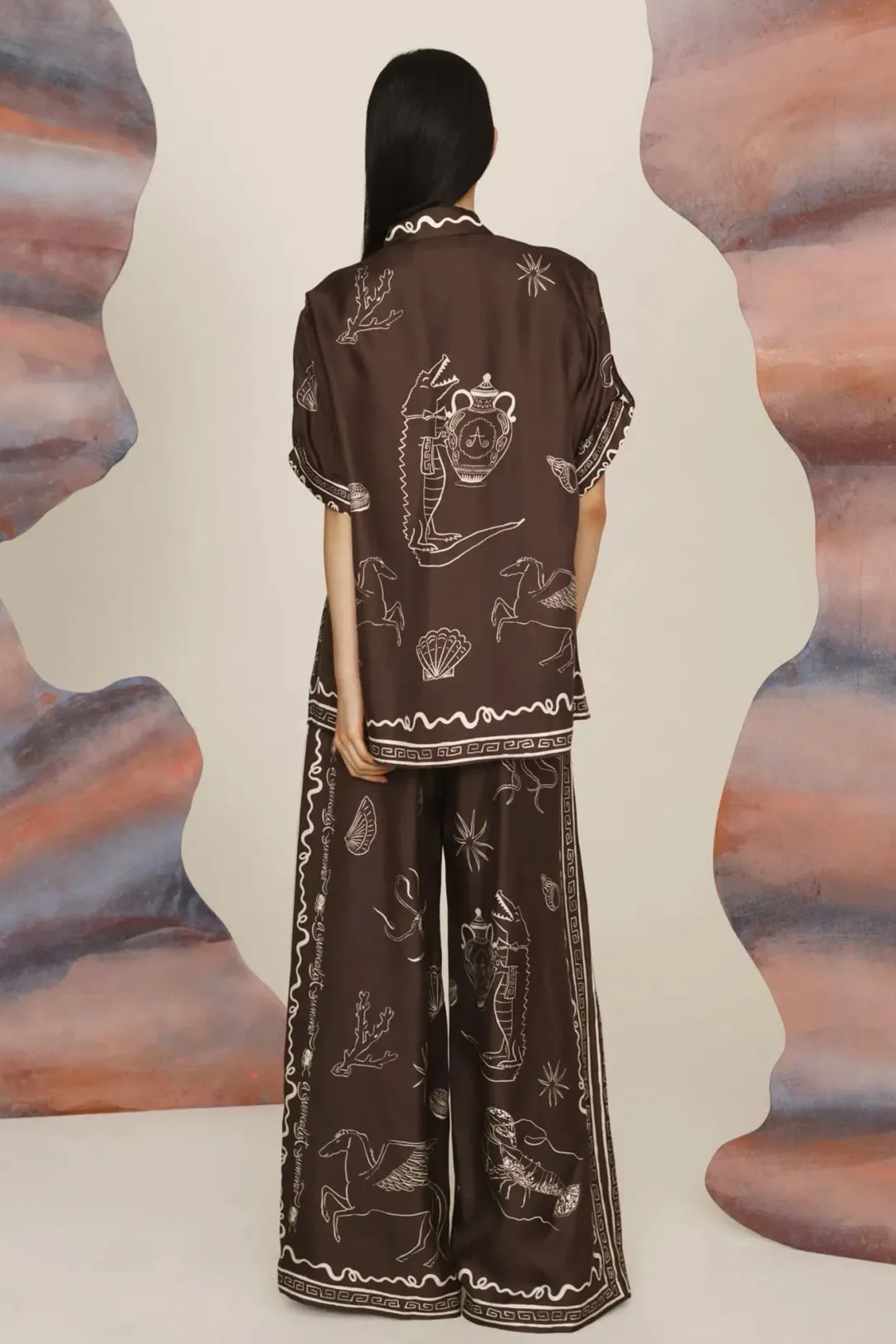 Alemais Sammy Silk Set BrownPrint Size 12  for rent on The Volte - main image