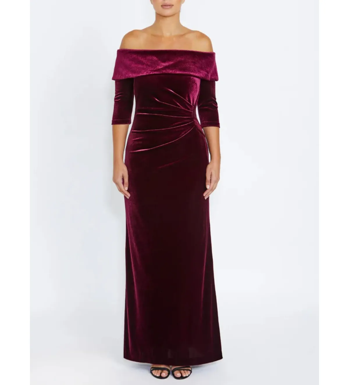 Anthea Crawford Elliana Velour Gown Merlot Size 16/XXL for rent on The Volte - main image