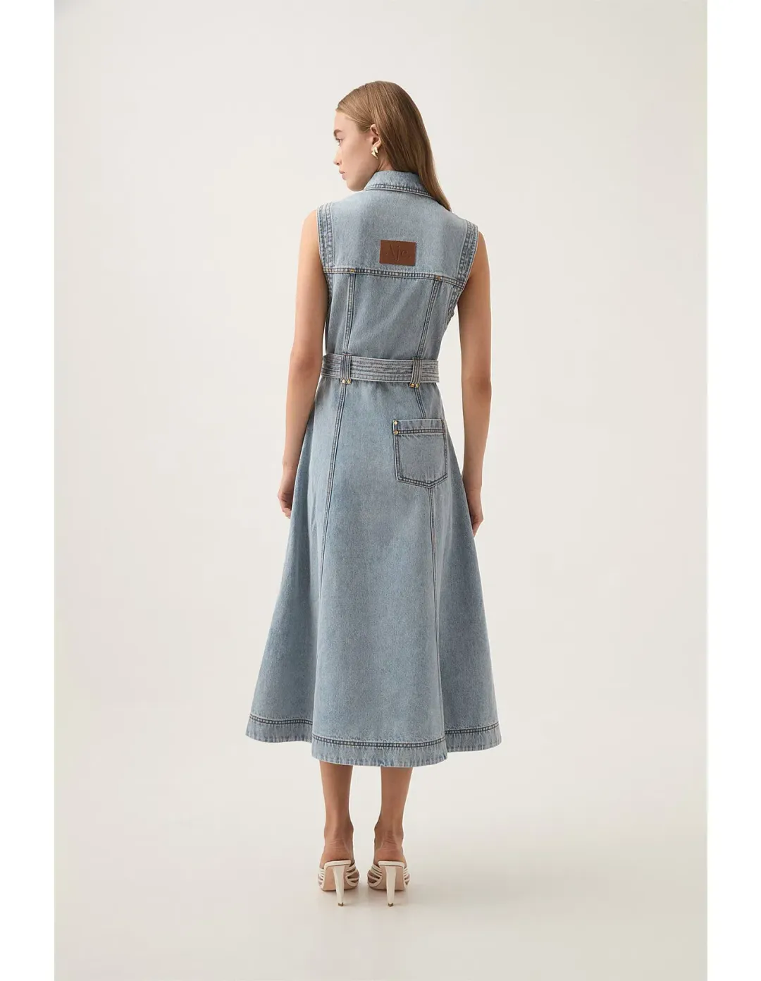 Aje Ray Denim Midi Dress Size 8/S for rent on The Volte - main image