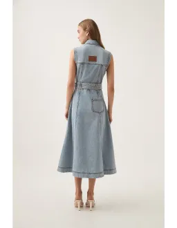 Aje Ray Denim Midi Dress Size 8/S for rent on The Volte - image 2
