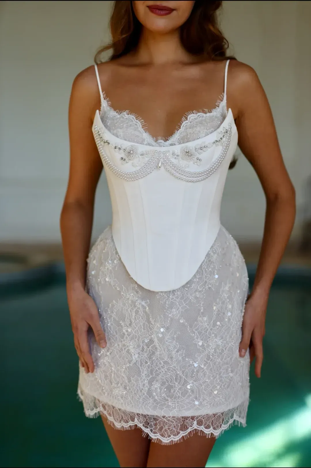 Rosie Etienne Sophie Mini Dress in White Size AU 8 for rent on The Volte - main image