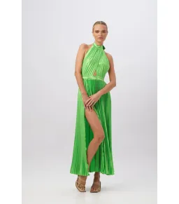 L'Idee Renaissance Split Maxi Gown Neon Lime Green Size AU 6 for rent on The Volte - image 1